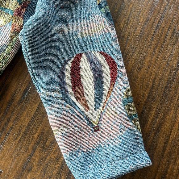 Sugar Street Weavers VTG 80 Cottagecore Boho Tapestry Hot Air Balloon Art Jacket - Picture 6 of 9